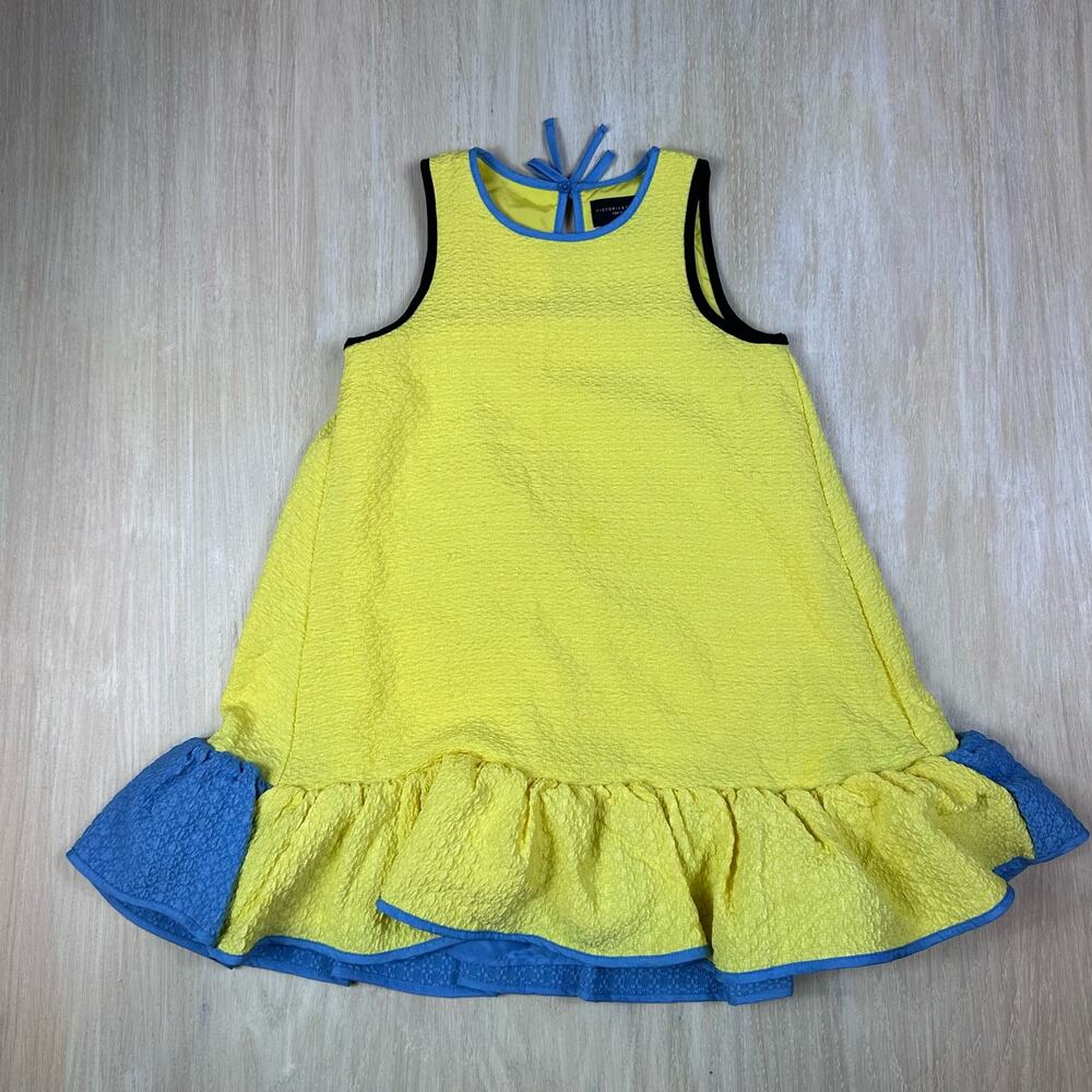 Victoria Beckham for Target Yellow Cloque Ruffle Sleeveless Dress Girls Medium